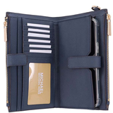 MICHAEL KORS JET SET TRAVEL DOUBLE ZIP WRISTLET PHONE WALLET 35F8GTVW0L NAVY