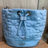KATE SPADE FLOWER QUILTED FABRIC BUCKET BAG IN MONTAUK BLUE KK076