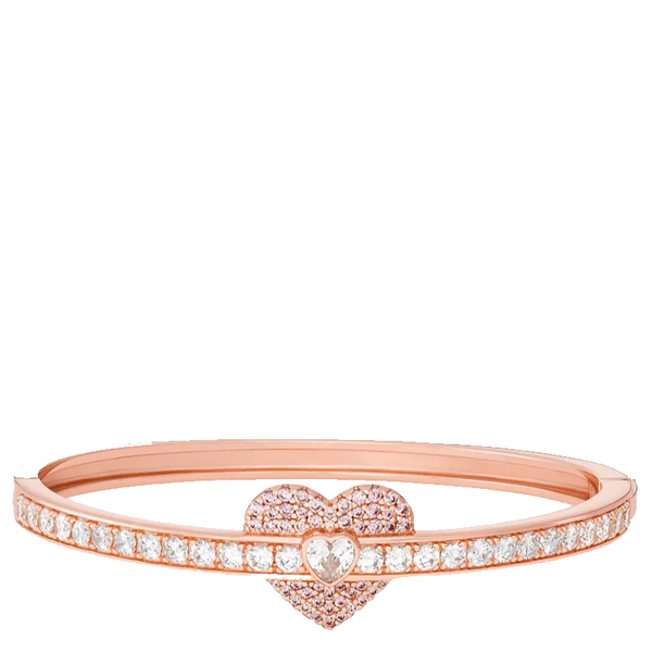 MICHAEL KORS 14K ROSE GOLD-PLATED STERLING SILVER PAVE HEART BANGLE MKC1610BB791