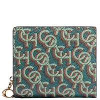 COACH SNAP WALLET WITH COACH MONOGRAM PRINT CF522 GOLD/GREEN