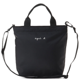 AGNES B. ENFANT 2 WAY DESIGN SHOULDER TOTE BAG WITH LOGO (BA11 AC12) BLACK