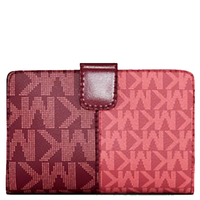 MICHAEL KORS JET SET MEDIUM TWO-TONE LOGO WALLET 35F4GTVF6B OXBLOOD MULTI