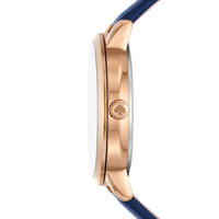 BOXED KATE SPADE NEW YORK METRO THREE-HAND NAVY LEATHER WATCH KSW9051 34 MM