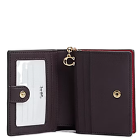 COACH SNAP WALLET IN SIGNATURE LEATHER (COACH CV415) GOLD/RED