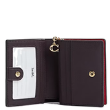 COACH SNAP WALLET IN SIGNATURE LEATHER (COACH CV415) GOLD/RED