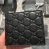 GUCCI MEN'S SHIMA SIGNATURE GG LEATHER BIFOLD WALLET EMBOSSED BLACK