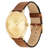 COACH BOXED  MEN'S ELLIOT SADDLE CALFSKIN QUARTZ WATCH 14602646 GOLD 41 MM
