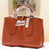 LONGCHAMP ROSEAU M TOP HANDLE BAG 10058 HTS 838 BRICK FULL LEATHER CUIR
