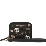 KARL LAGERFELD L5GNO6EI SMALL ZIP WALLET WRISTLET BLACK
