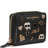 KARL LAGERFELD L5GNO6EI SMALL ZIP WALLET WRISTLET BLACK