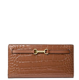 MICHAEL KORS CARSON LARGE CROC EMBOSSED WALLET 35F5G2ZE3A BROWN LW