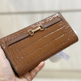MICHAEL KORS CARSON LARGE CROC EMBOSSED WALLET 35F5G2ZE3A BROWN LW