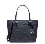 MICHAEL KORS JET SET TRAVEL X SMALL LOGO TOP ZIP TOTE BAG 35T9GTVT0B NAVY SIGNATURE