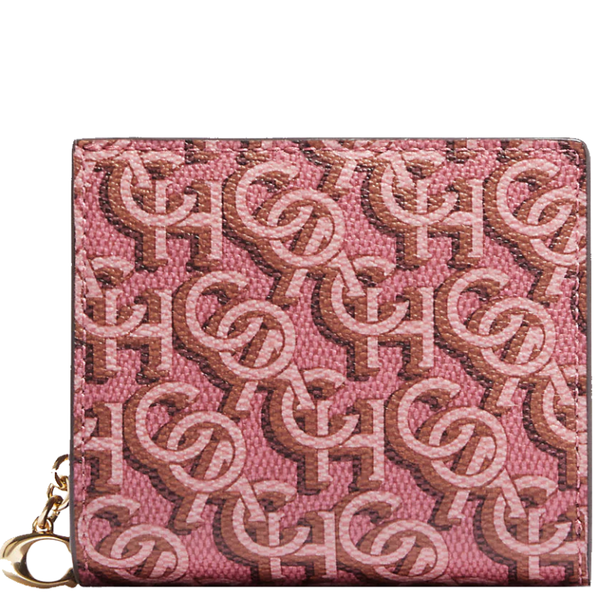 COACH SNAP WALLET WITH COACH MONOGRAM PRINT CF522 RED GOLD/ROUGE