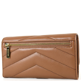 MICHAEL KORS JET SET TRAVEL QUILTED LEATHER LARGE TRIFOLD LONG WALLET BROWN LUGGAGE 35R4GTVF9V