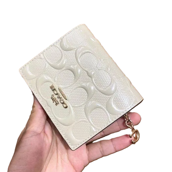 COACH SNAP WALLET IN SIGNATURE LEATHER (COACH CV415) WHITE