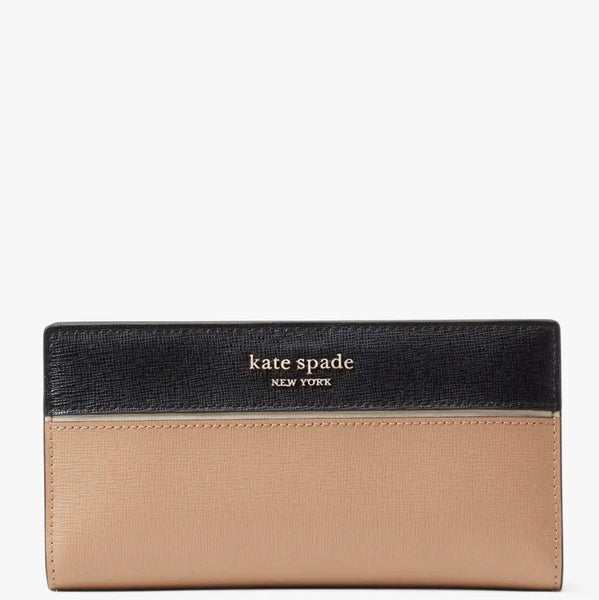 KATE SPADE MORGAN SMALL SLIM BIFOLD WALLET CAFE MOCHA K8961 BROWN BLACK