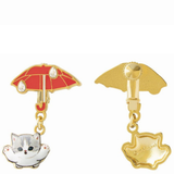 MOFUSAND FROM JAPAN SWINGING CLIP-ON EARRINGS - UMBRELLA CAT