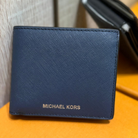 MICHAEL KORS HARRISON SAFFIANO LEATHER BILLFOLD WALLET WITH COIN POCKET NAVY 36S4LHRF3L