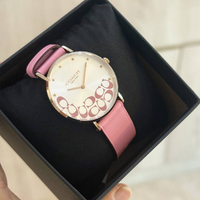 COACH BOXED PERRY QUARTZ WATCH, WOMEN'S, 14504135, ANALOG, SILVER AND PINK 36MM