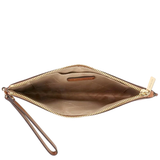 MICHAEL KORS WOMEN'S JET SET TRAVEL LARGE TOP ZIP PEBBLED LEATHER WRISTLET POUCH 35S4GTVW3L (LUGGAGE)