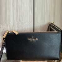 KATE SPADE LARGE MADISON DOUBLE ZIP SAFFIANO LEATHER WRISTLET KC588 BLACK