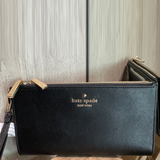 KATE SPADE LARGE MADISON DOUBLE ZIP SAFFIANO LEATHER WRISTLET KC588 BLACK