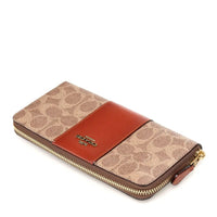 COACH SLIM ACCORDION ZIP WALLET IN COLORBLOCK SIGNATURE CANVAS 73739 BROWN