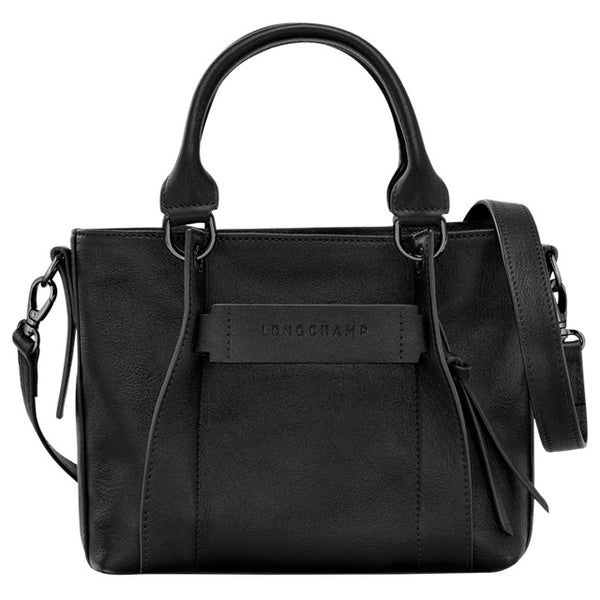 LONGCHAMP 3D S HANDBAG 10197 HCV 016 COGNAC BLACK FULL LEATHER