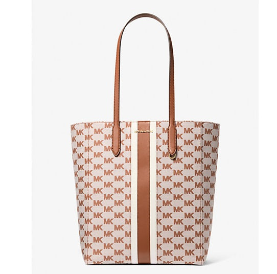 MICHAEL KORS  2IN-ONE VINCENT LARGE LOGO JACQUARD TOTE BAG WITH CARD CASE 35R5S2VT7J BROWN