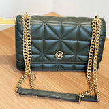 MICHAEL KORS ABBOTT QUILTED SATCHEL MILITARY GREEN DOUBLE CHAIN CONVERTIBLE BAG 38S5GABF2U