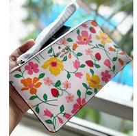 KATE SPADE LUCY STRAWBERRY GARDEN PRINT MEDIUM L-ZIP LARGE WRISTLET KG608  FLOWER FLORAL