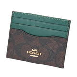 COACH CARD CASE IN SIGNATURE CANVAS CH415 GREEN DARK PINE