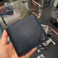 PRADA 2MO738 MEN'S GRAIN  LEATHER  WALLET WITH COIN POUCH BOXED DARK BLUE