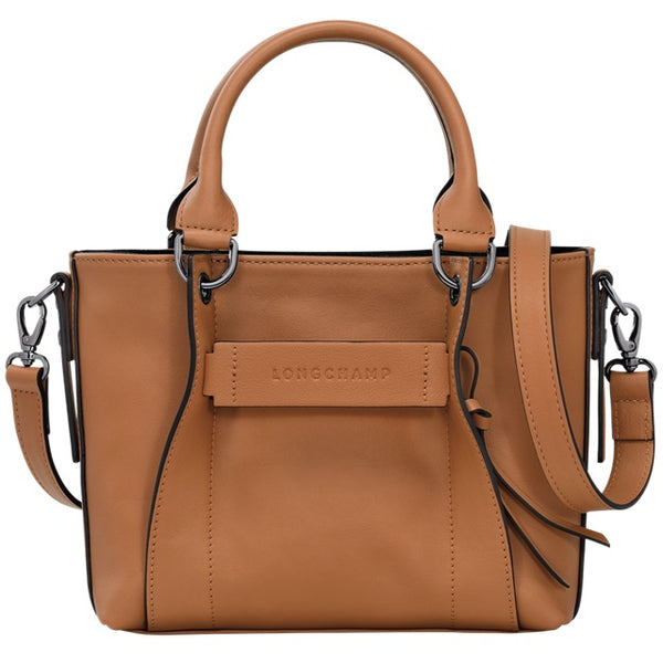 LONGCHAMP 3D S HANDBAG 10197 HCV 016 COGNAC BROWN FULL LEATHER