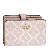 KATE SPADE FLOWER FLORAL PVC MEDIUM COMPACT BIFOLD WALLET KG488 PINK