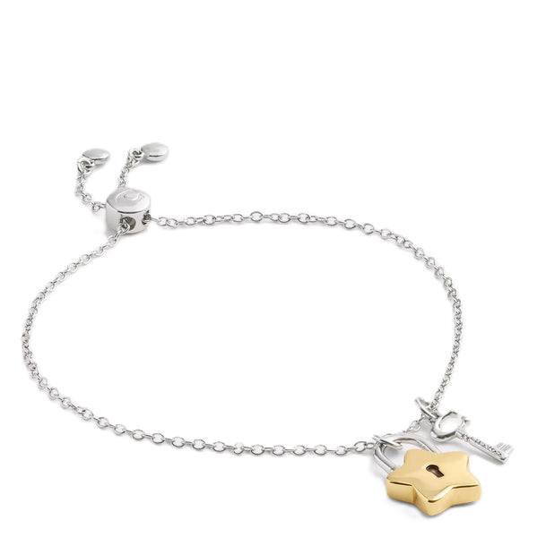 COACH STAR PADLOCK AND KEY SLIDER BRACELET CY094 GOLDEN