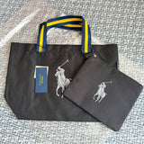 POLO RALPH LAUREN TOTE BAG INCLUDE SMALL POUCH 2 IN ONE BLACK HORSE