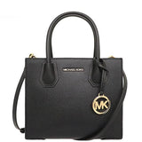 MICHAEL KORS MERCER MEDIUM MESSENGER BAG 35S1GM9M2L BLACK FULL LEATHER