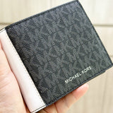 MICHAEL KORS COOPER SIGNATURE LOGO BILLFOLD WITH PASSCASE WALLET IN BRIGHT WHITE 36S5LCOF2B