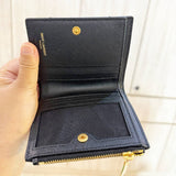 SAINT LAURENT BI FOLD SMALL WALLET CAVIAR BLACK 575879 ZIP