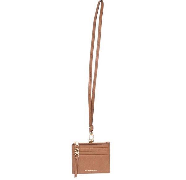 MICHAEL KORS  LANYARD BROWN FULL LEATHER HORIZONTAL