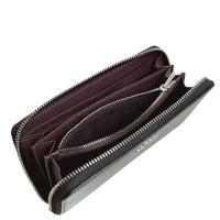 COACH LONG ZIP AROUND WALLET LARGE WRISTLET CR623 SILVER BLACK LEATHER