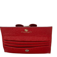 FERRAGAMO CARD HOLDER VARA RIBBON  CALF LEATHER RED