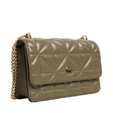 MICHAEL KORS ABBOTT QUILTED SATCHEL MILITARY GREEN DOUBLE CHAIN CONVERTIBLE BAG 38S5GABF2U