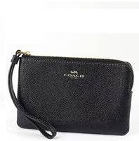 COACH CORNER ZIP WRISTLET CV396 BLACK GRAIN LEATHER