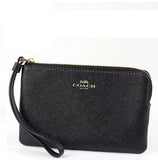 COACH CORNER ZIP WRISTLET CV396 BLACK GRAIN LEATHER