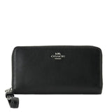 COACH LONG ZIP AROUND WALLET LARGE WRISTLET CR623 SILVER BLACK LEATHER