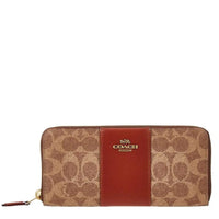COACH SLIM ACCORDION ZIP WALLET IN COLORBLOCK SIGNATURE CANVAS 73739 BROWN