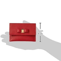 FERRAGAMO CARD HOLDER VARA RIBBON  CALF LEATHER RED